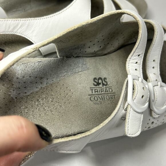 SAS Women’s Size 7 M Tripad Comfort Trio II 3 White Strap Leather Sandals - Picture 6 of 7